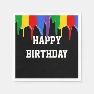Birthday Rainbow Paints Drips Napkins