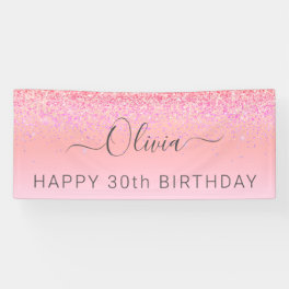 Birthday Rainbow Pastel Glitter Girly Modern Banner