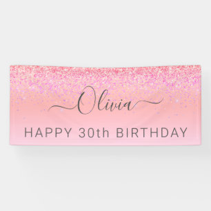 Birthday Rainbow Pastel Glitter Girly Modern Banner