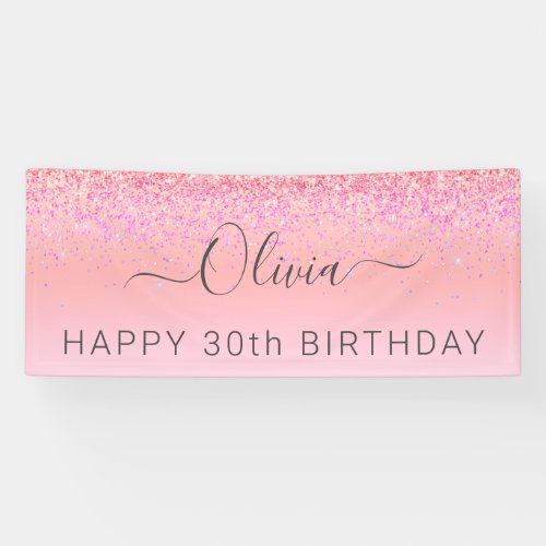 Birthday Rainbow Pastel Glitter Girly Modern Banner