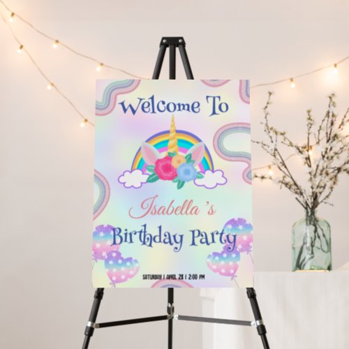 Birthday rainbow unicorn horn Party for Girls Foam Board