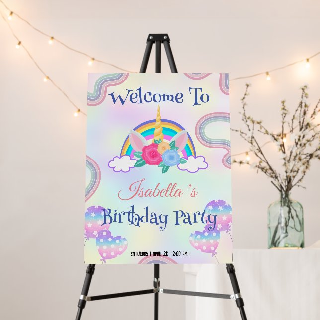 Birthday rainbow unicorn horn Party for Girls Foam Board (In Situ (Stand))
