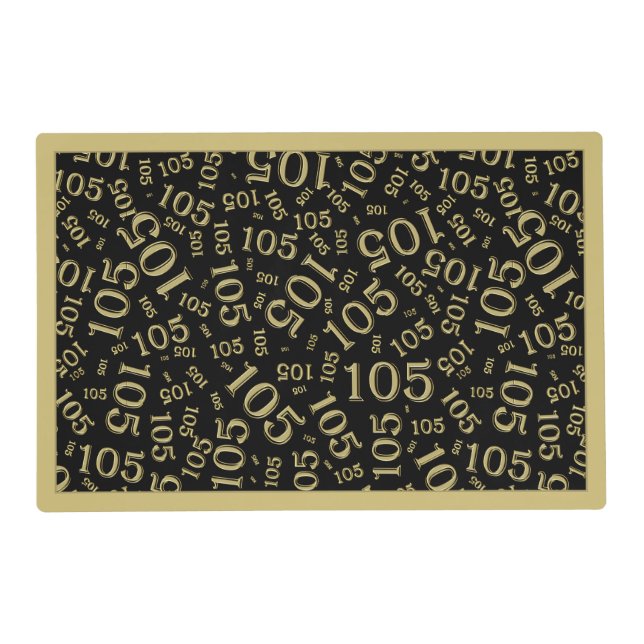 Birthday Random Number Pattern Black/Gold Placemat (Front)