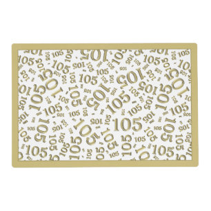 Birthday Random Number Pattern Gold/White Placemat