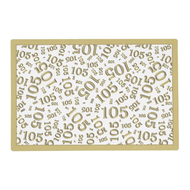 Birthday Random Number Pattern Gold/White Placemat (Front)