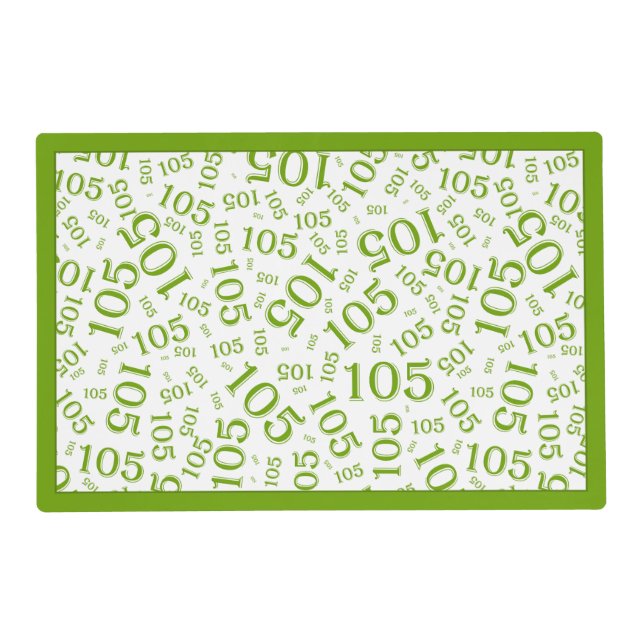 Birthday Random Number Pattern Green/White Placemat (Front)