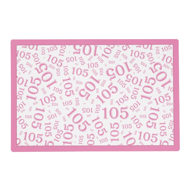 Birthday Random Number Pattern Pink/White Placemat (Front)