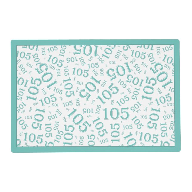 Birthday Random Number Pattern Teal/White Placemat (Front)