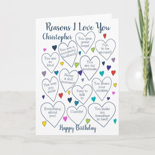 Birthday Reasons I Love You Personalized Card