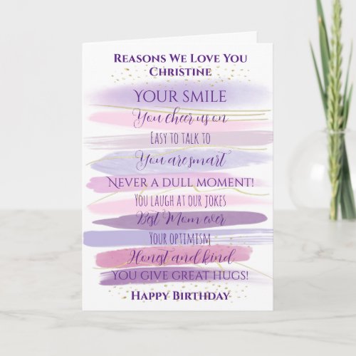 Birthday Reasons We Love You Watercolor Card