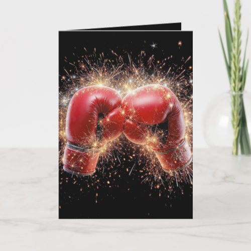 Birthday Red Boxing Gloves In Fireworks