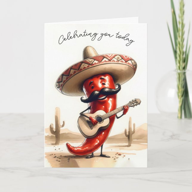 Birthday Red Chili Pepper Musician Card (Front)