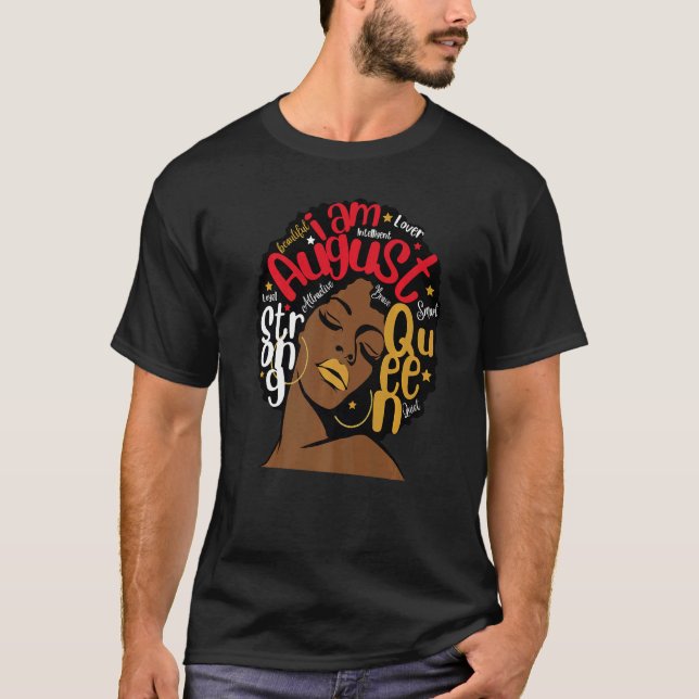 Birthday  Red Lips Melanin Leo Virgo I Am August Q T-Shirt (Front)