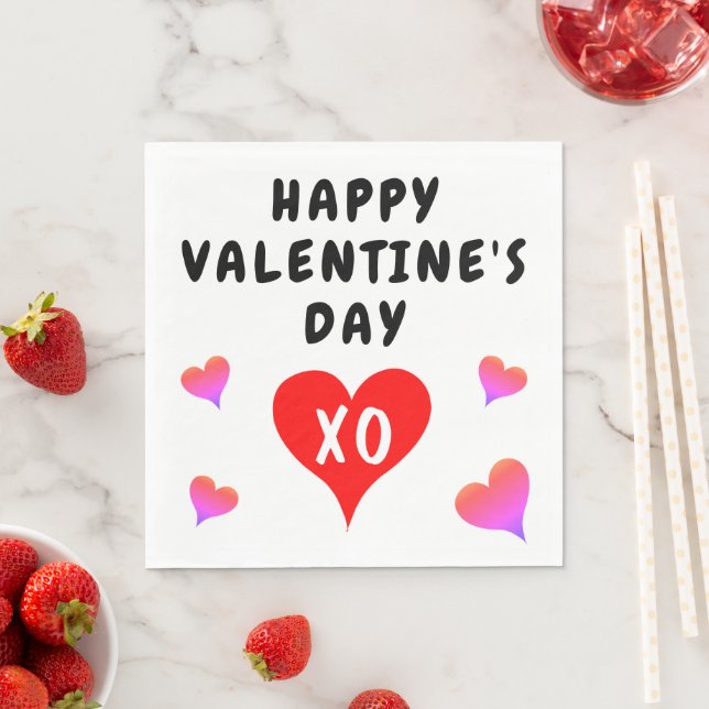 Birthday Red Pink Purple Hearts Any Age Napkins (Insitu)