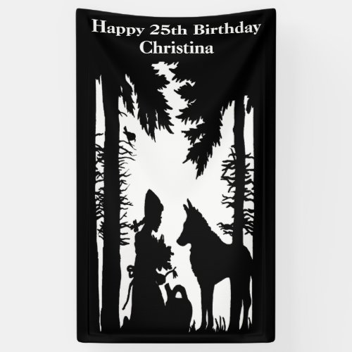 Birthday Red Riding Hood Wolf Black Silhouette Banner