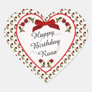 Birthday - Red Roses Floral Photography Heart Sticker