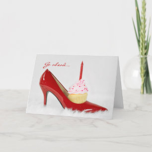 birthday red shoe and cupcake card