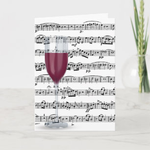 Birthday Red Wine Glass On Music Card
