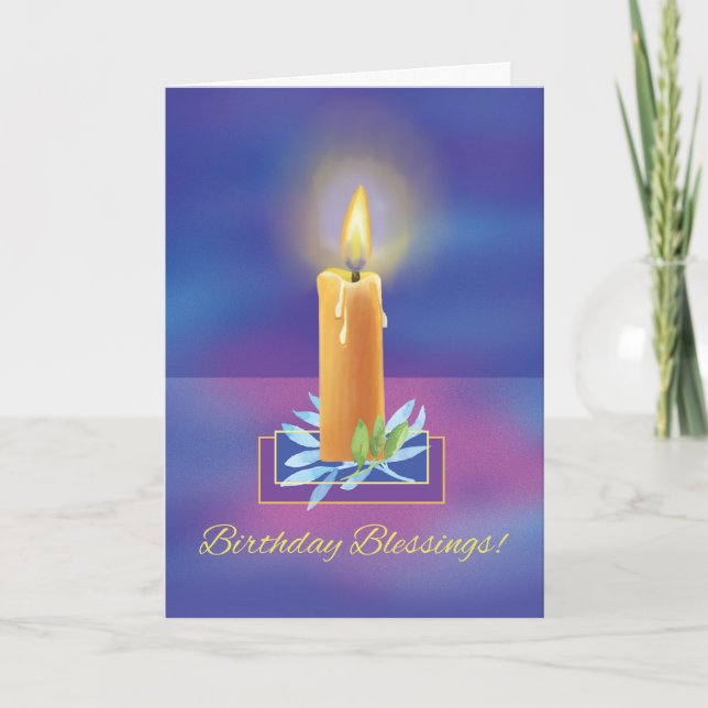 Birthday Religious Blessing with Shining Lighted C Card (Front)
