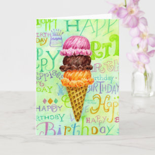 Birthday Religious Ice Cream Cone Blessings Card