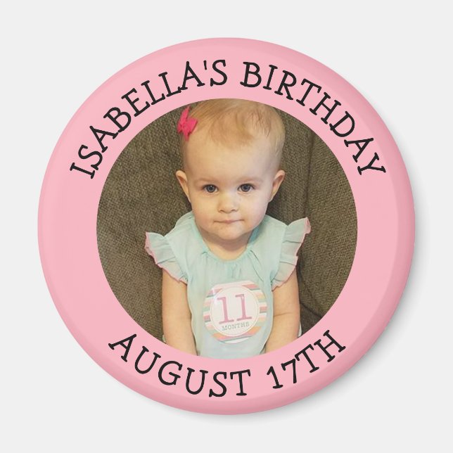 Birthday Reminder Personalized Photo Magnet (Front)