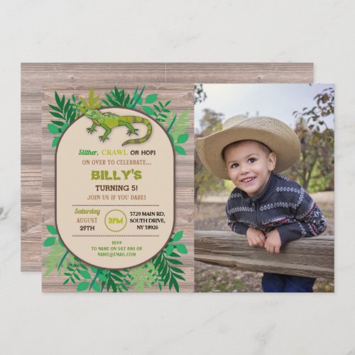 Birthday Reptile Childrens Birthday Lizard Crawl Invitation