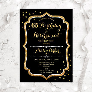 Birthday & Retirement Party - Black Gold Invitation