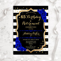 Birthday & Retirement Party Black Royal Blue Gold