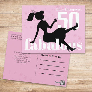 Birthday Retro 50 and Fabulous Martini Cocktail Postcard