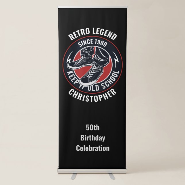 Birthday Retro Legend Vintage Sneaker Retractable Banner (Front)