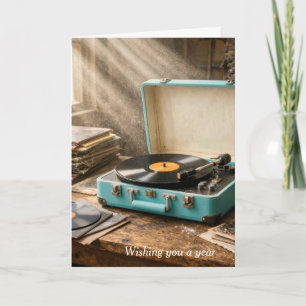 Birthday Retro Portable Record Player Card