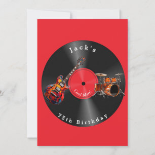 Birthday Retro Vinyl Record Rock Music Guitar Invitation