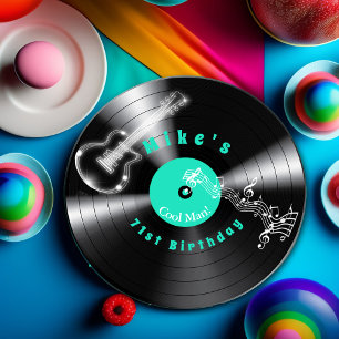 Birthday Retro Vinyl Record Rock Music Guitar Paper Plates