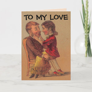 BIRTHDAY RETRO WOMAN SITTING ON MAN'S LAP CARD