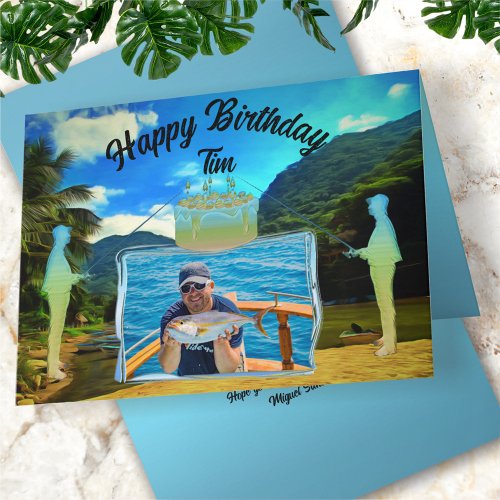 Birthday River Fishing Boats 0344 Card