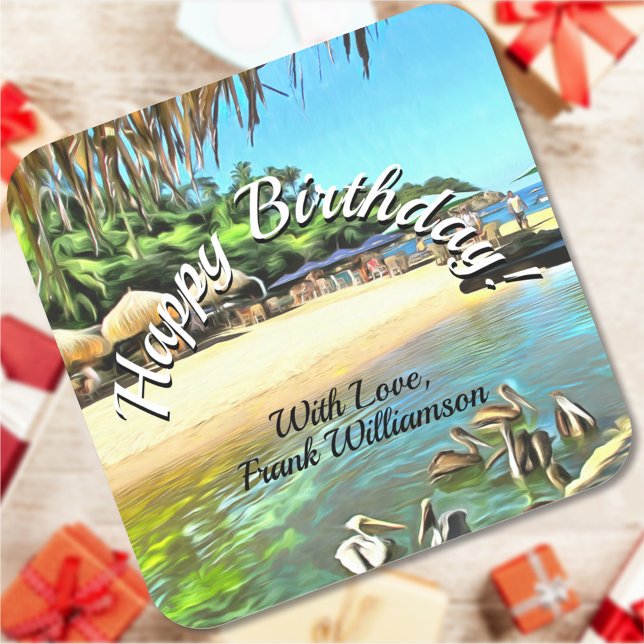 Birthday River Meets Ocean 0330 Square Sticker (Creator Uploaded)