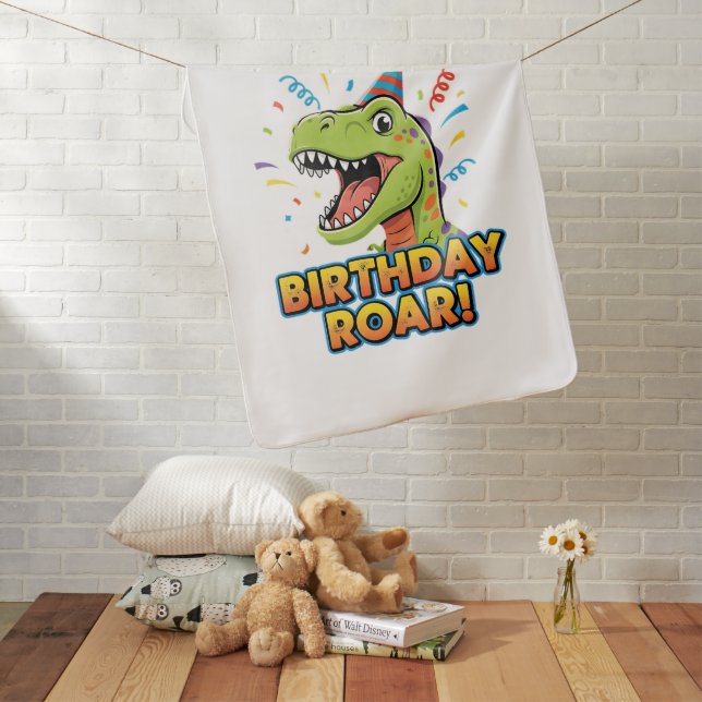 Birthday Roar Cute Dinosaur Birthday Party Design Baby Blanket (In Situ)