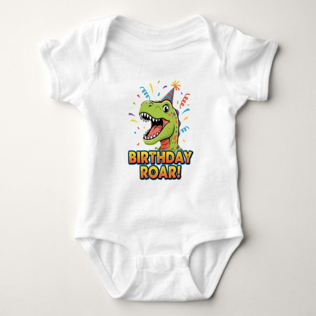 Birthday Roar Cute Dinosaur Birthday Party Design Baby Bodysuit (Front)