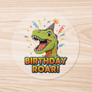 Birthday Roar Cute Dinosaur Birthday Party Design Classic Round Sticker