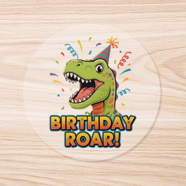 Birthday Roar Cute Dinosaur Birthday Party Design Classic Round Sticker (Single)