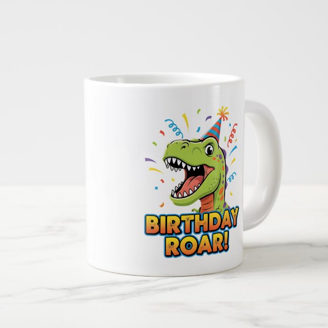 Birthday Roar Cute Dinosaur Birthday Party Design Giant Coffee Mug (Front Right)