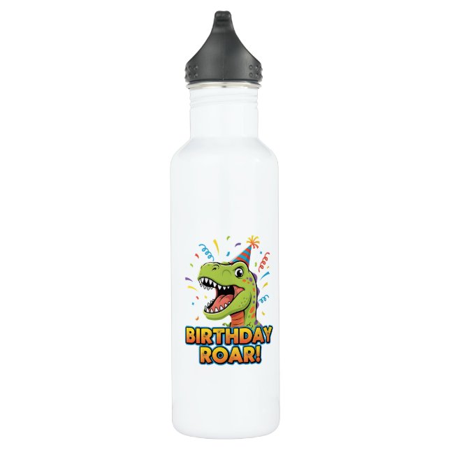 Birthday Roar Cute Dinosaur Birthday Party Design Stainless Steel Water Bottle (Right)