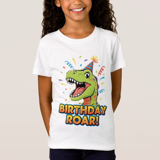 Birthday Roar Cute Dinosaur Birthday Party Design T-Shirt (Front)