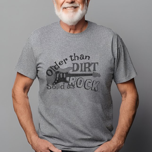 Birthday Rock Guitar Older Than Dirt Gray Music Tri-Blend Shirt (Guitar player birthday older than dirt t-shirt, funny 60th b-day gift for rock guitarist musician.)