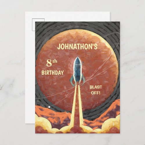 Birthday Rocket Ship Universe Planet Space Fun  Postcard