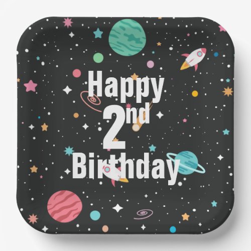 Birthday Rocket Ships and Planets  Paper Plates