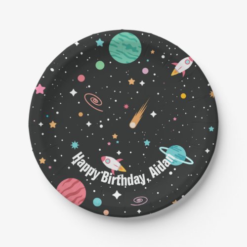 Birthday Rocket Ships and Planets Paper Plates