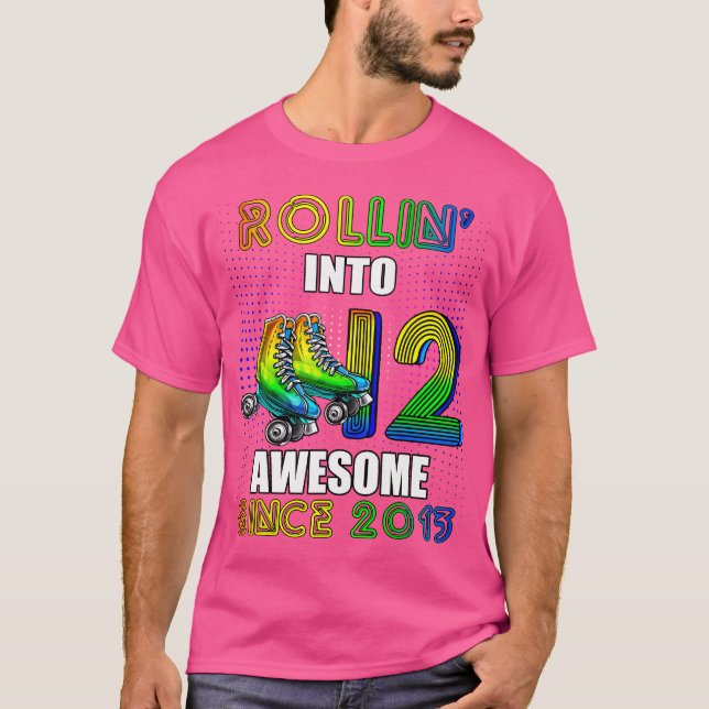 Birthday Roller Skating 12Th Girl Rollin Into 12 S T-Shirt (Front)