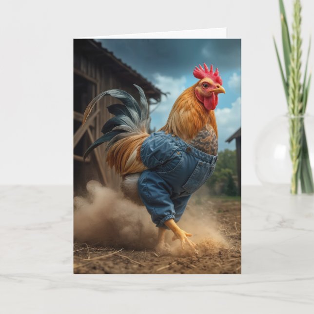 Birthday Rooster In a Dusty Farmyard Card (Front)