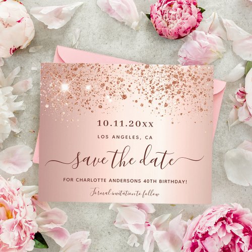 Birthday rose glitter dust budget Save the Date Flyer